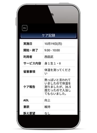 Helperさんケア記録